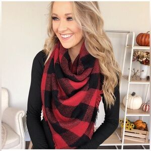 New Red Plaid Print Fashion Scarf